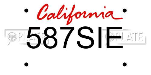 587SIE California License Plate