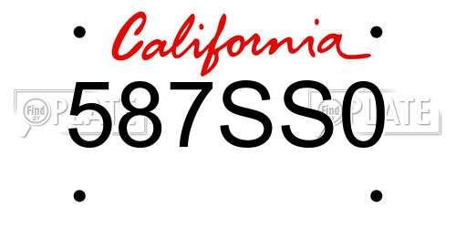 587SS0 California License Plate