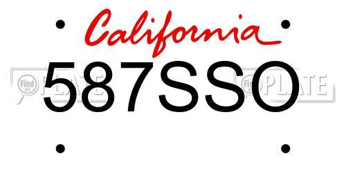 587SSO California License Plate