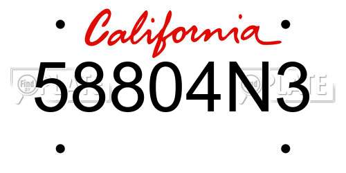 58804N3 California License Plate