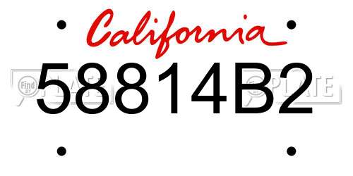 58814B2 California License Plate