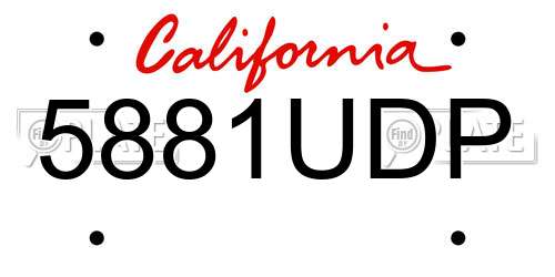 5881UDP California License Plate