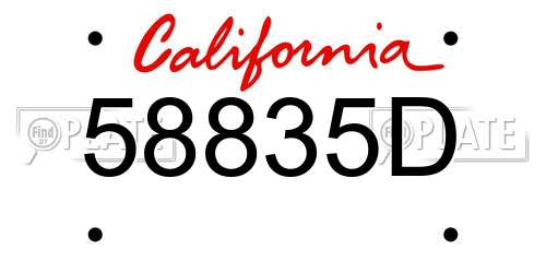 58835D California License Plate