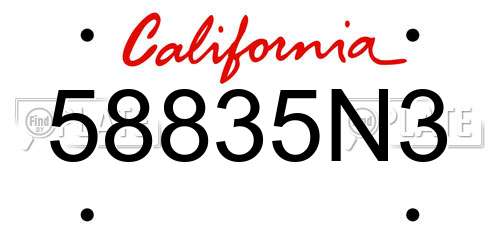 58835N3 California License Plate
