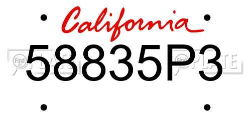 58835P3 California License Plate