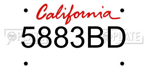 5883BD California License Plate