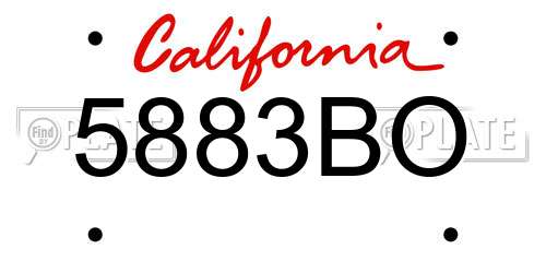 5883BO California License Plate