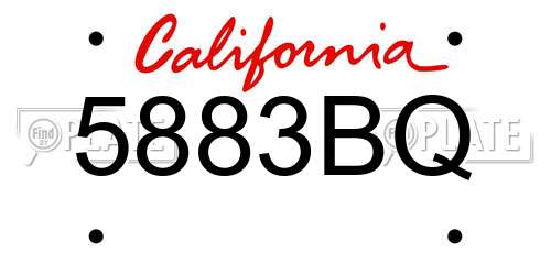 5883BQ California License Plate