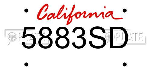 5883SD California License Plate