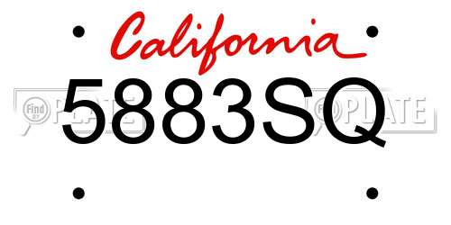 5883SQ California License Plate