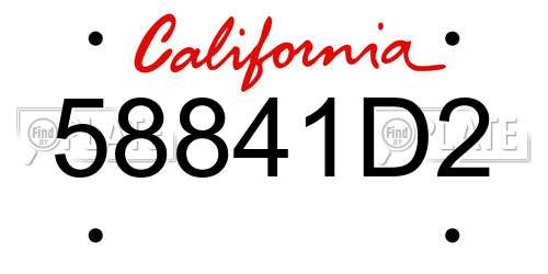 58841D2 California License Plate