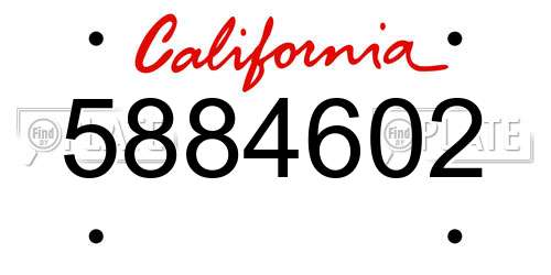 5884602 California License Plate