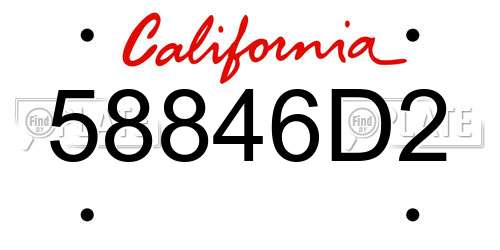 58846D2 California License Plate