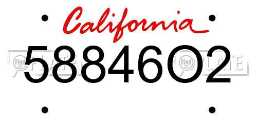 58846O2 California License Plate
