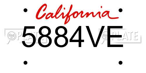 5884VE California License Plate