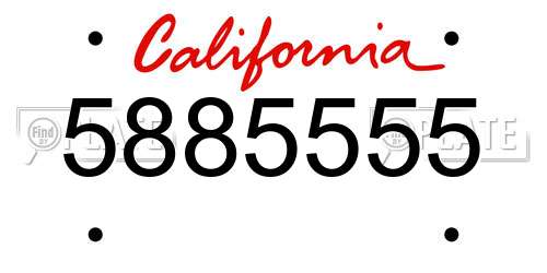 5885555 California License Plate