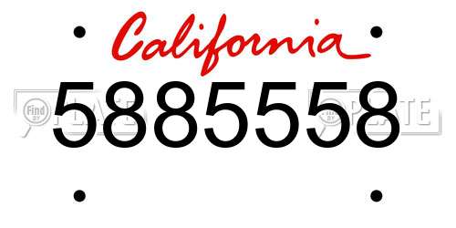 5885558 California License Plate
