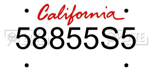 58855S5 California License Plate