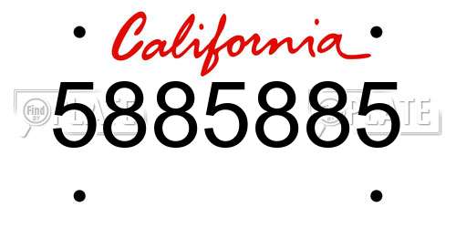 5885885 California License Plate
