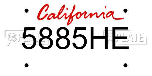 5885HE California License Plate