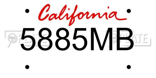 5885MB California License Plate