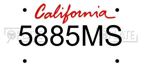 5885MS California License Plate