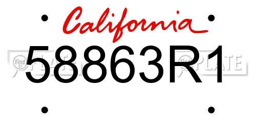 58863R1 California License Plate