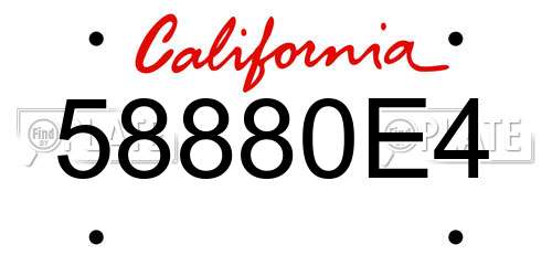 58880E4 California License Plate