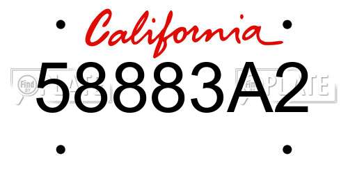 58883A2 California License Plate