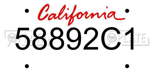 58892C1 California License Plate