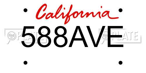 588AVE California License Plate