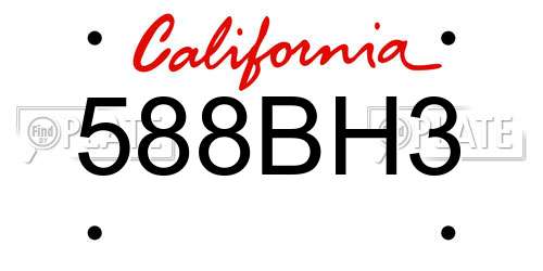 588BH3 California License Plate