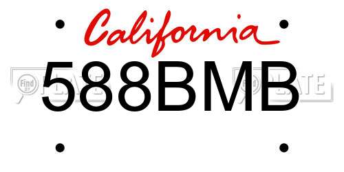 588BMB California License Plate