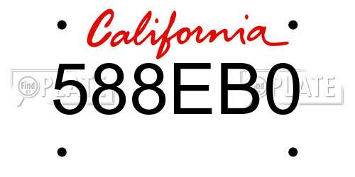 588EB0 California License Plate