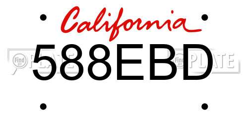 588EBD California License Plate