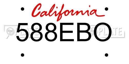 588EBO California License Plate
