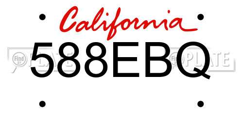 588EBQ California License Plate