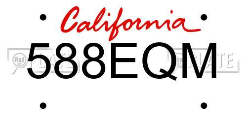 588EQM California License Plate