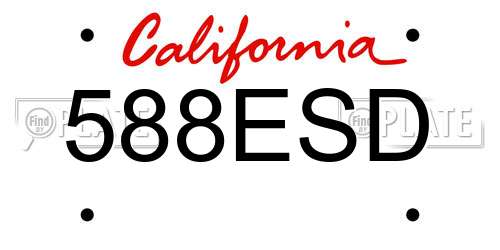 588ESD California License Plate
