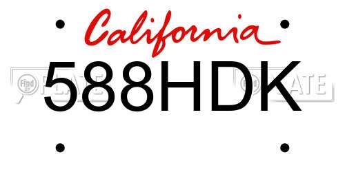 588HDK California License Plate