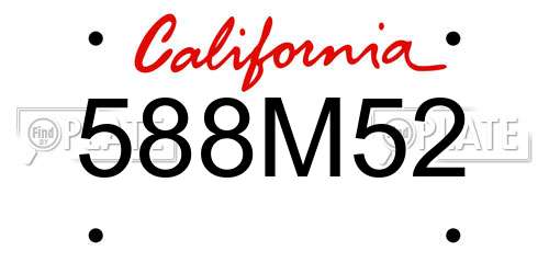 588M52 California License Plate