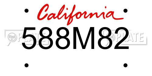 588M82 California License Plate