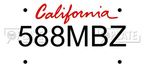 588MBZ California License Plate