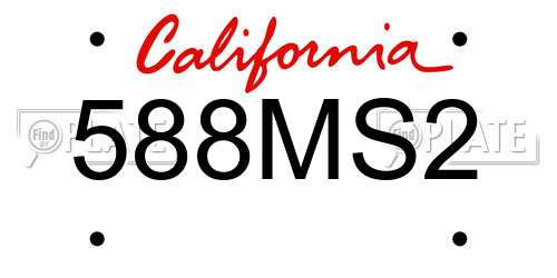 588MS2 California License Plate