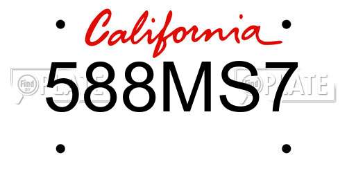 588MS7 California License Plate