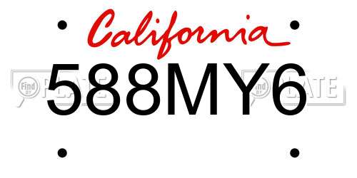 588MY6 California License Plate