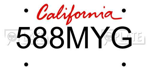 588MYG California License Plate