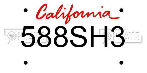 588SH3 California License Plate