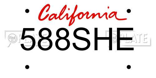588SHE California License Plate