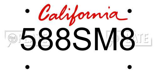 588SM8 California License Plate